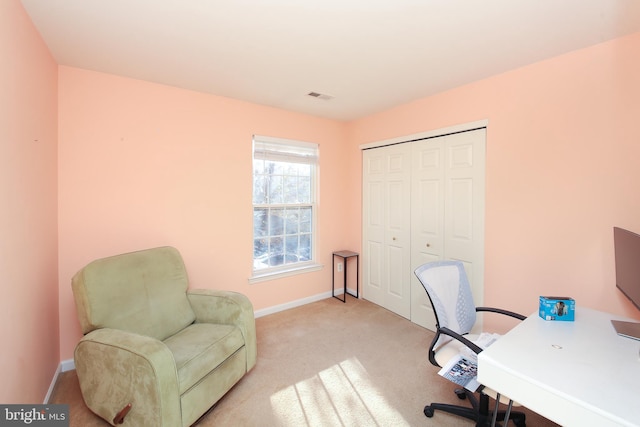 office area with light carpet