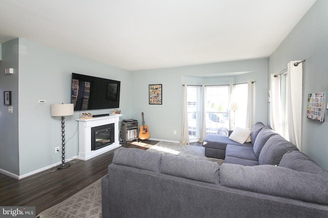 living room featuring dark hardwood / wood-style floors