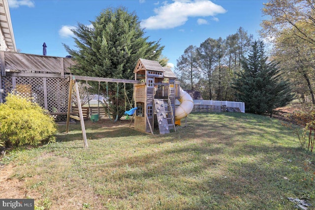 view of yard with a playground