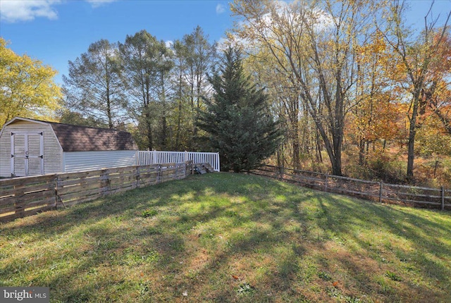 view of yard with a storage unit