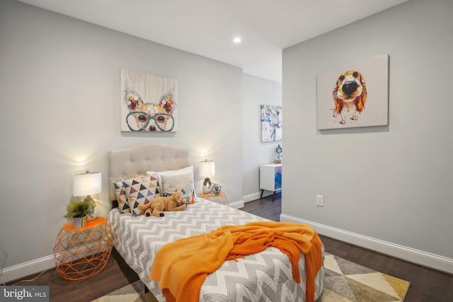 bedroom featuring dark hardwood / wood-style floors