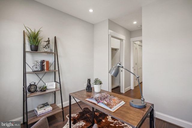 office featuring dark wood-type flooring