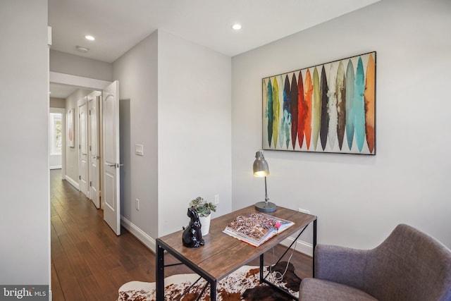 interior space featuring dark hardwood / wood-style flooring