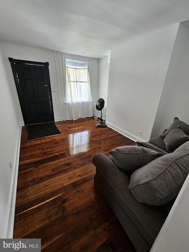 living room featuring dark hardwood / wood-style floors