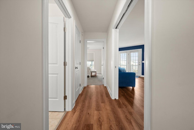 hallway featuring wood-type flooring