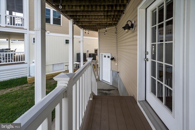 wooden deck with cooling unit