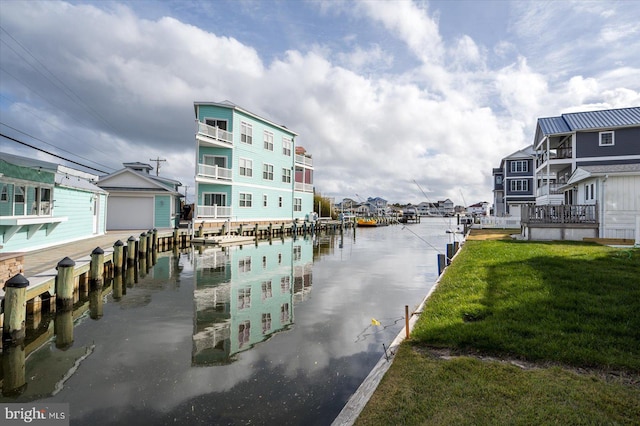 view of water feature featuring a dock