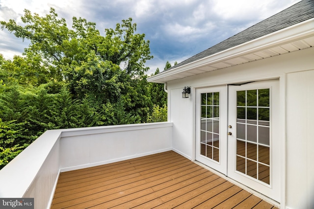 wooden terrace with french doors