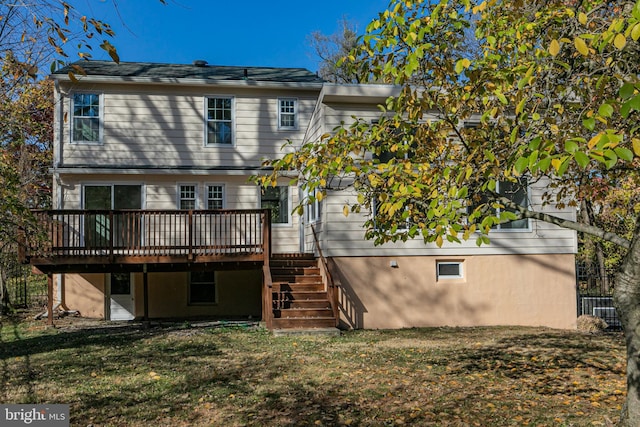339 Hamilton Ave, Princeton, NJ 08540 - rear view of property featuring a deck, stairway, and a yard
