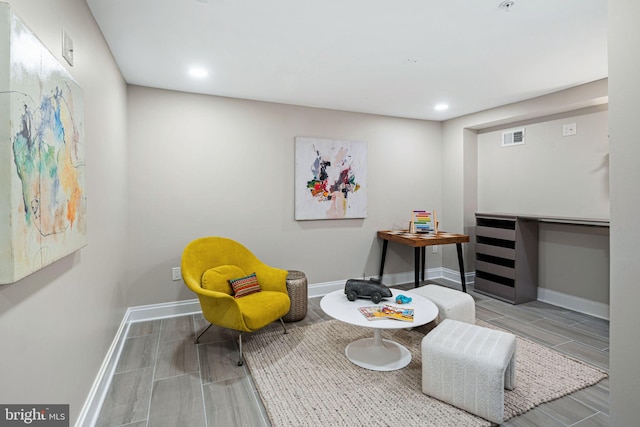 living area featuring light wood-type flooring