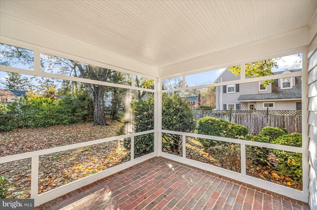 view of unfurnished sunroom