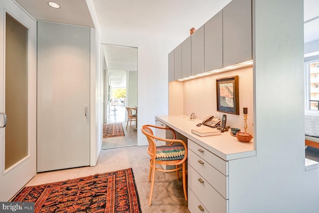 office featuring plenty of natural light and light carpet