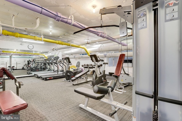 gym with carpet floors