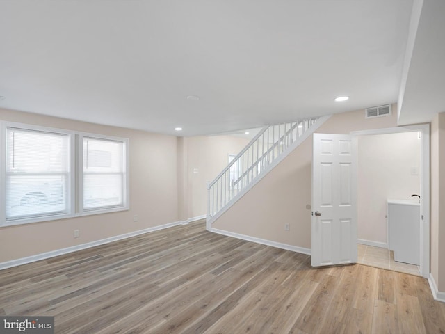 interior space featuring light wood-type flooring