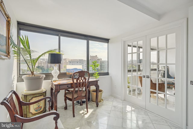 home office with french doors