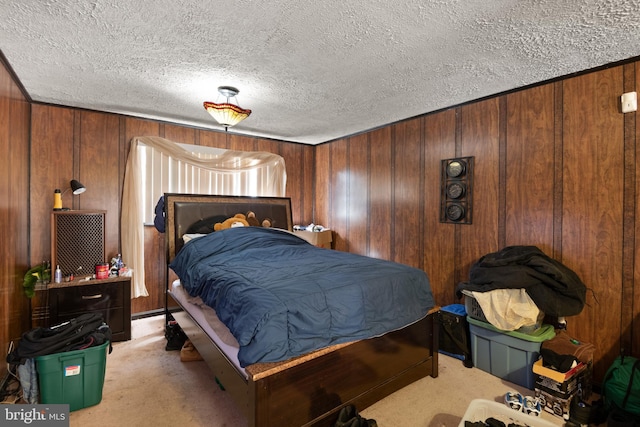 8600 Sapienza Dr, Fort Washington, MD 20744 - bedroom with light carpet, wooden walls, and a textured ceiling