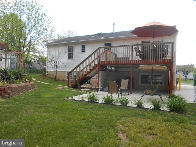 603 Bloomfield Dr, Westampton, NJ 08060 - back of house featuring a patio, a lawn, stairway, and a wooden deck