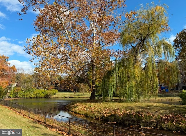 surrounding community featuring a water view