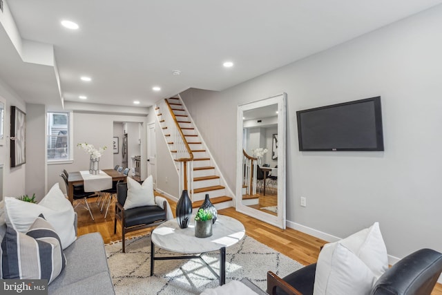 living room featuring light hardwood / wood-style floors