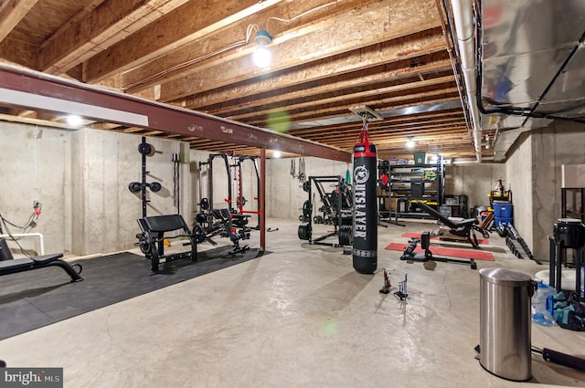 workout room with concrete floors