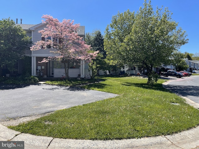 view of front of home featuring a front lawn