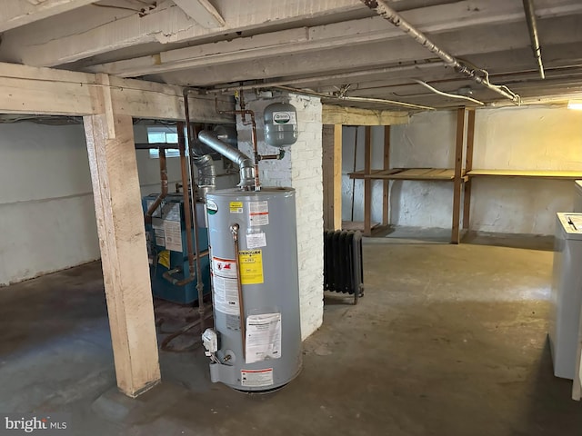 basement featuring water heater