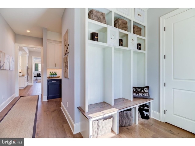 mudroom featuring light hardwood / wood-style flooring