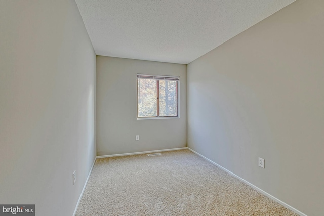 carpeted spare room with a textured ceiling