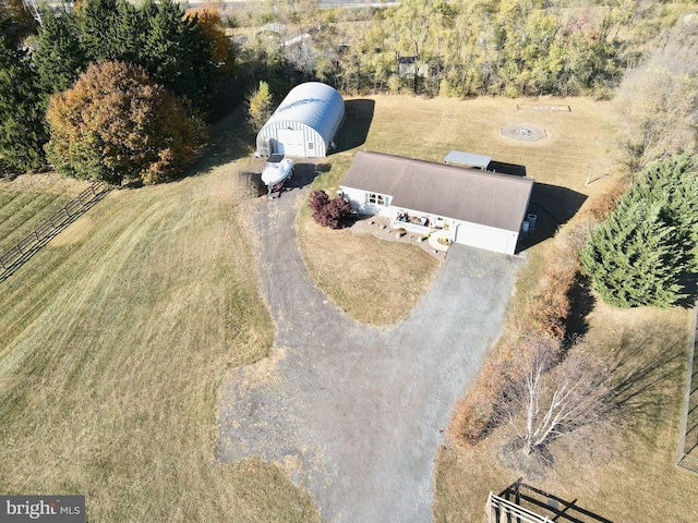 aerial view with a rural view