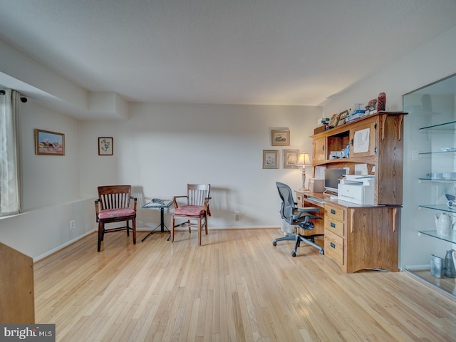 office space with light hardwood / wood-style floors