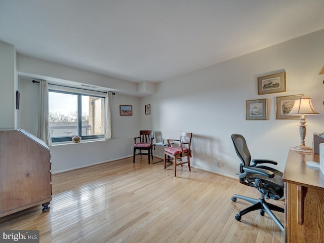 home office featuring light hardwood / wood-style floors