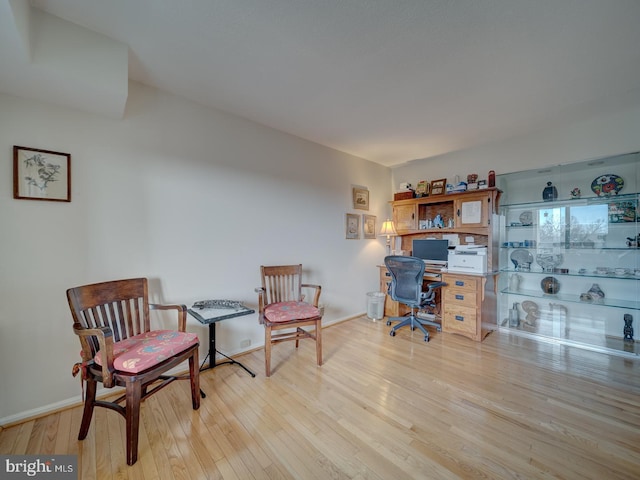 office with light hardwood / wood-style floors