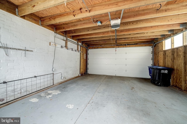 garage with a garage door opener