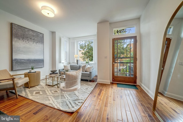 living area featuring hardwood / wood-style flooring