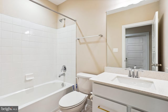 full bathroom featuring vanity, toilet, and shower / bathtub combination