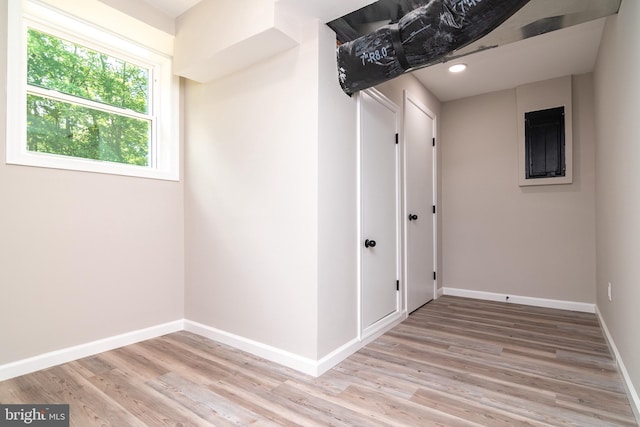 interior space with light hardwood / wood-style flooring