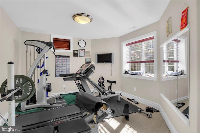 workout area with carpet