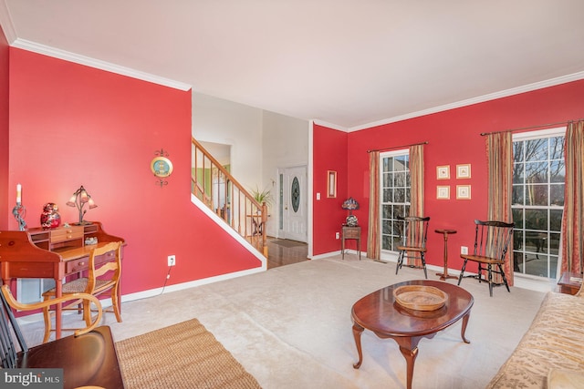 interior space with crown molding