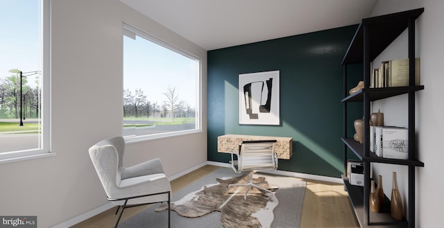 living area with light wood-type flooring