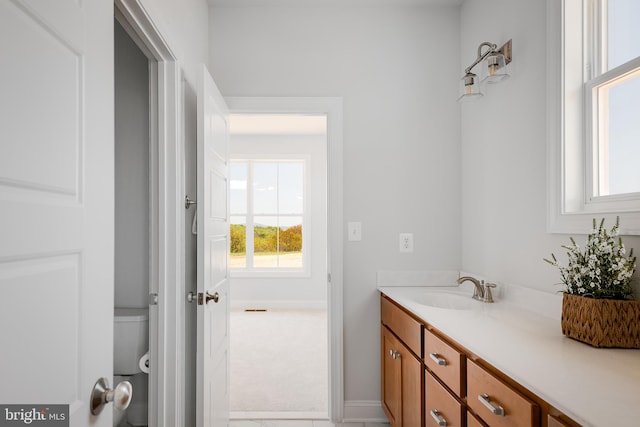 bathroom with toilet and vanity