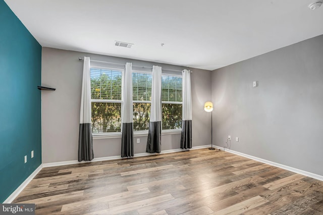 spare room featuring wood-type flooring