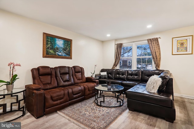 living room featuring light hardwood / wood-style floors