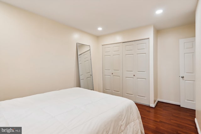 bedroom featuring dark wood-type flooring