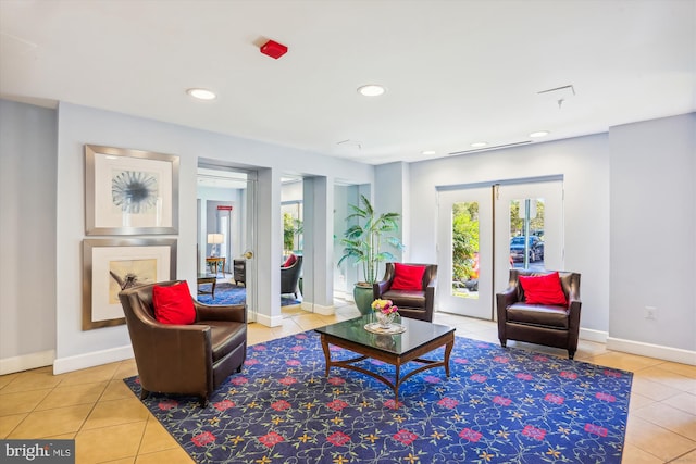 view of tiled living room