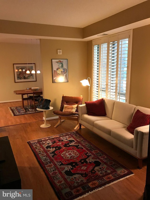 living room featuring hardwood / wood-style flooring