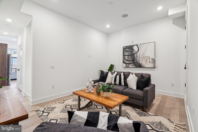 living room featuring light hardwood / wood-style floors