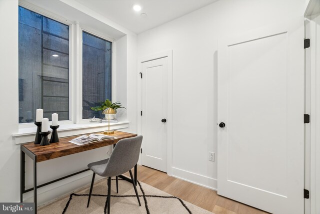 office area featuring light wood-type flooring