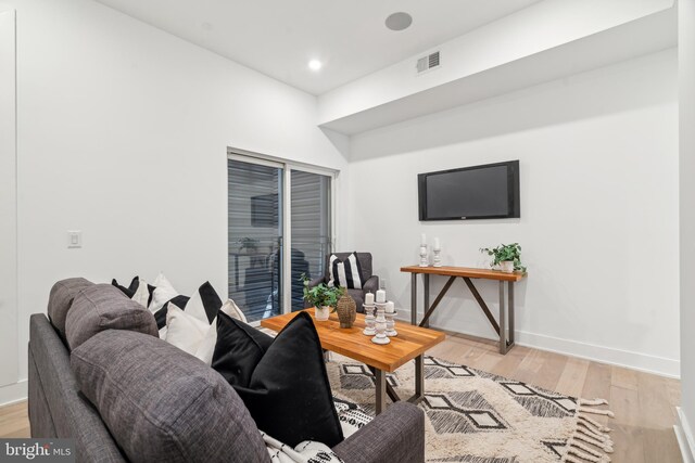 living room featuring light hardwood / wood-style flooring