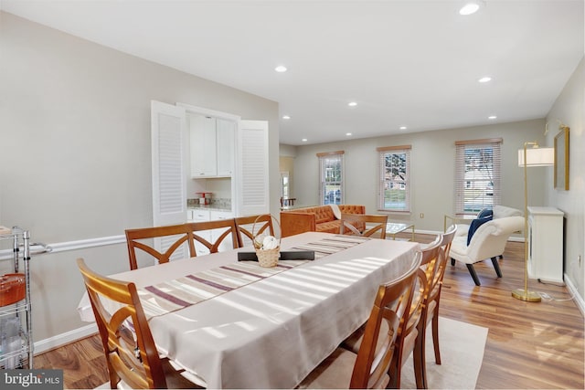 dining area featuring light hardwood / wood-style floors