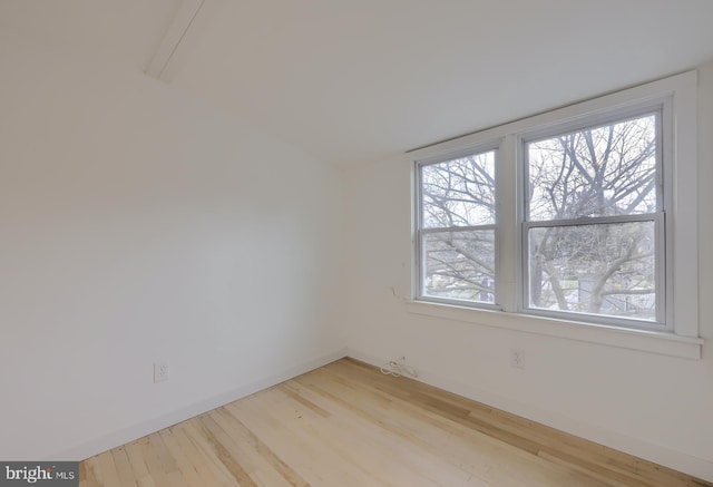 spare room with light hardwood / wood-style flooring